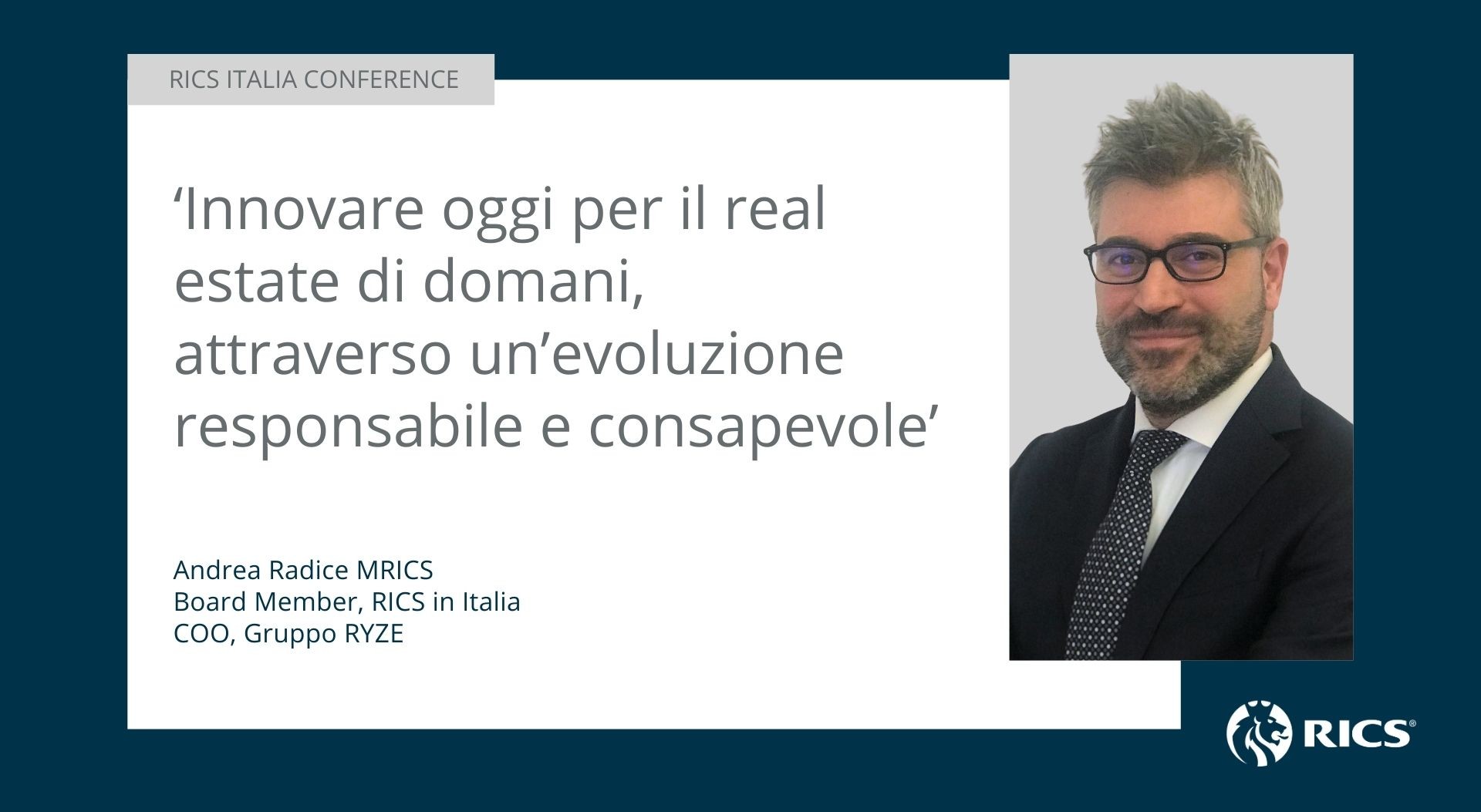 Andrea Radice speaker alla quinta edizione della RICS Italia Conference 2026