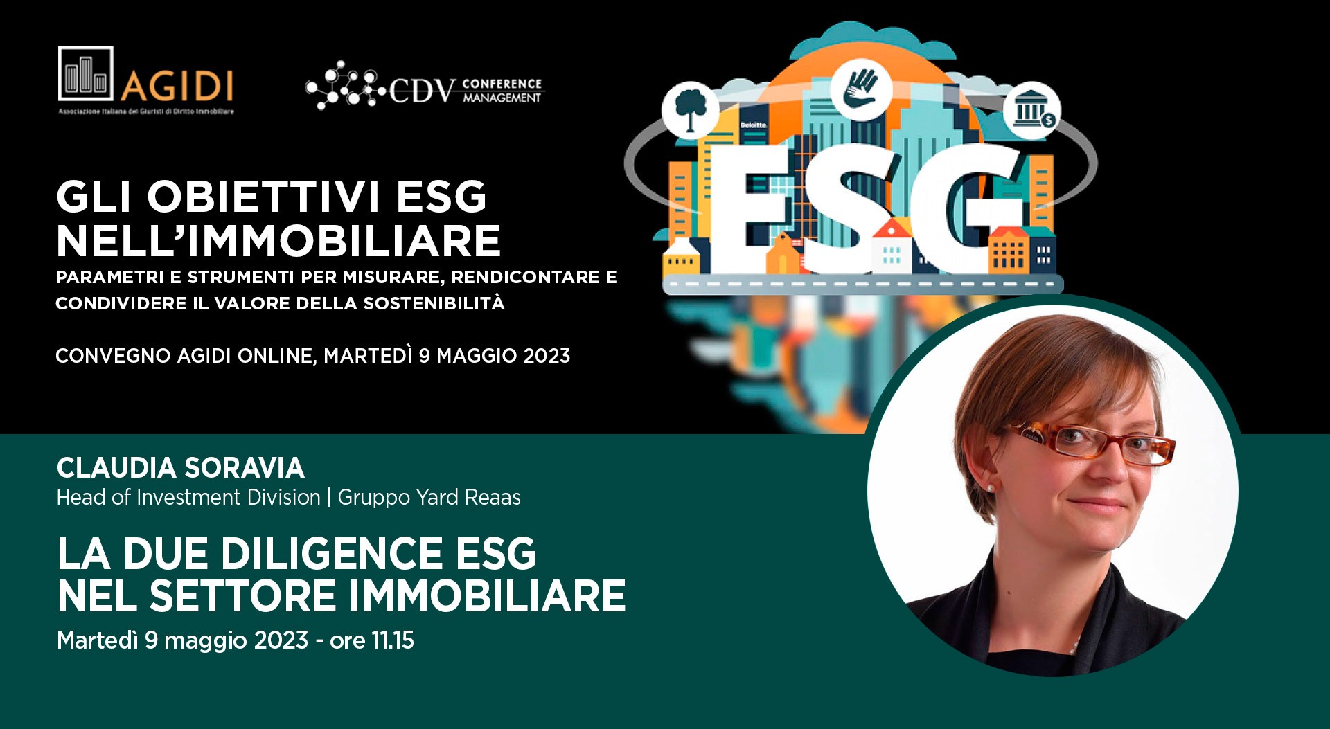 Claudia Soravia relatrice al Convegno “Gli obiettivi ESG nell’Immobiliare” di AGIDI