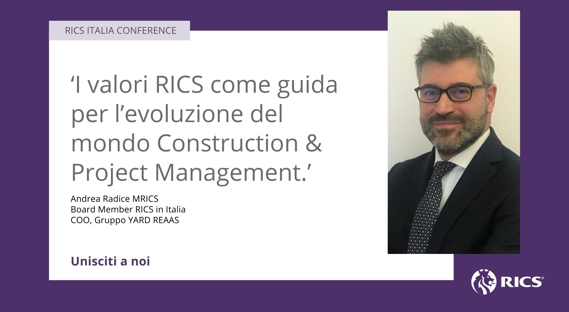Andrea Radice speaker at the RICS Italia Conference 2025